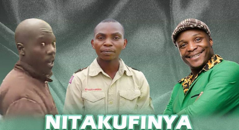 A poster of Jalang'o with the Nitakufinya duo Musyoka and Matendechere