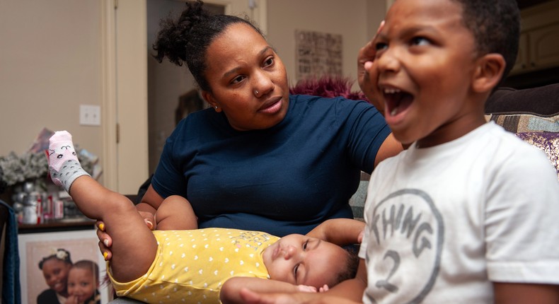 Drusilla Hicks, a single mom in Mississippi, with her two youngest kids.