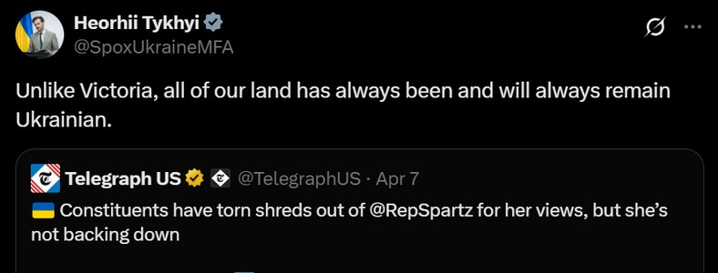 Ukraińskie MSZ o V. Spartz 
