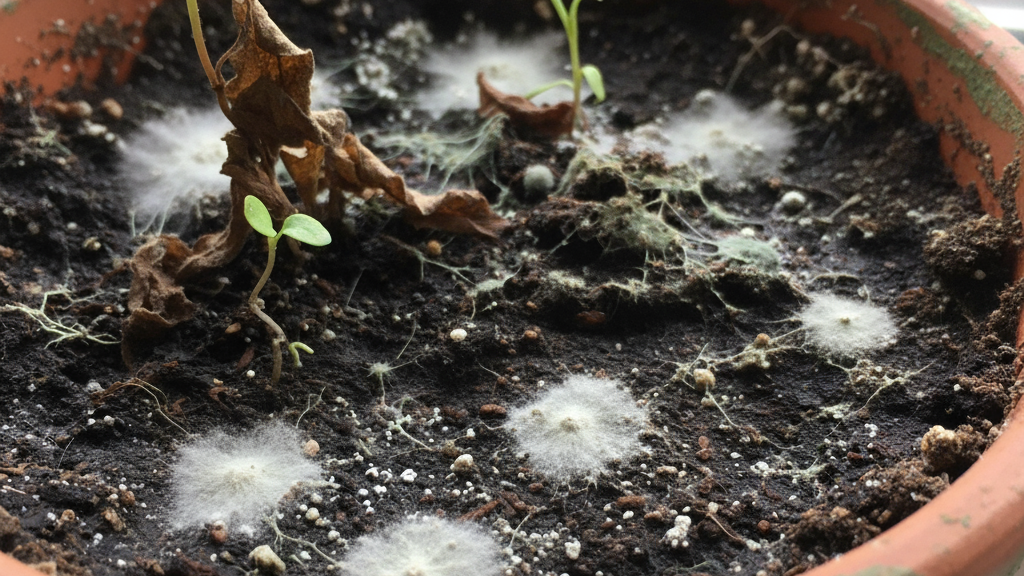 Pleseň v kvetináči.