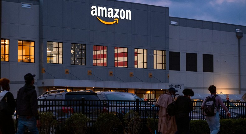 Amazon's fulfilment center in Staten Island in October.
