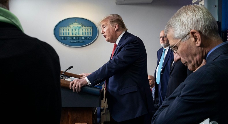 Dr. Anthony Fauci, the nation's leading infectious disease expert (right), has gone on the record to say Certainly my meetings with the president have been dramatically decreased.
