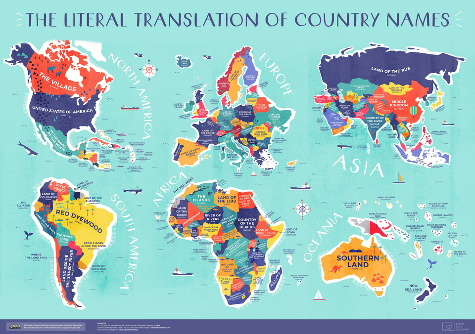 Mapa, która tłumaczy, skąd się wzięły nazwy państw
