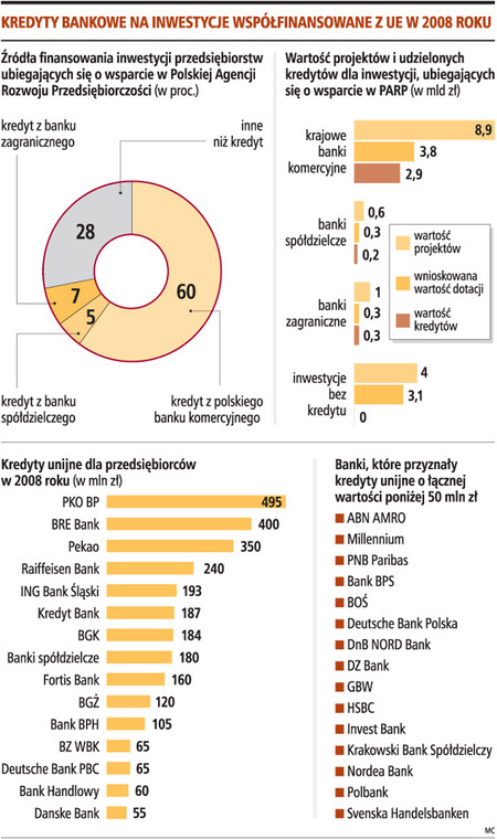 Kredyty bankowe na inwestycje współfinansowane z UE w 2008 roku