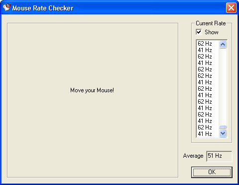 Mouse Rate Checker - Logitech Cordless MouseMan Optical 