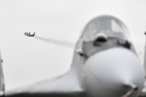 Myśliwiec MiG-29 w 22. Bazie Lotnictwa Taktycznego w Malborku