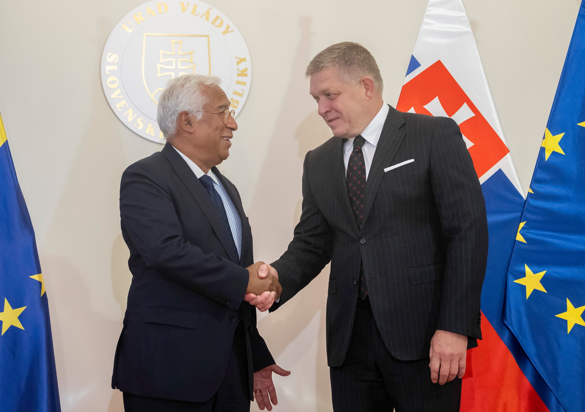 Predseda Európskej rady António Costa a predseda vlády SR Robert Fico. 