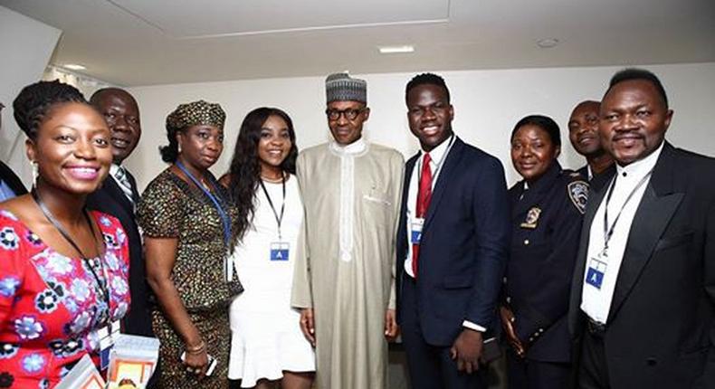 President Muhammadu Buhari during a meeting with Nigerian professionals in US