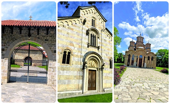 Kapija i manastir Visoki Dečani i Gračanica, kao sa neba spuštena
