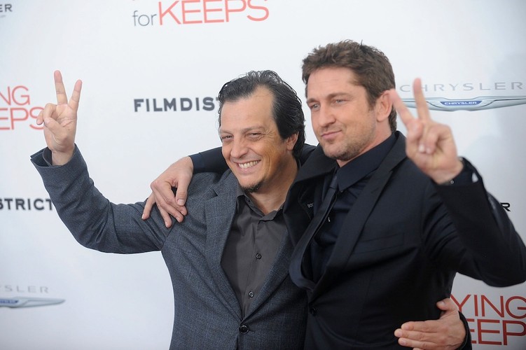 Gerard Butler i reżyser Gabriele Muccino na premierze w Nowym Jorku