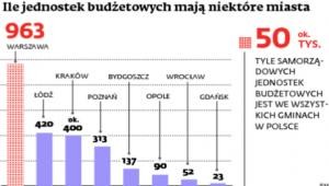 Ile jednostek budżetowych mają niektóre miasta