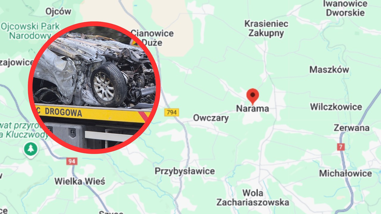 Tragiczny wypadek koło Krakowa. Auto stanęło w płomieniach
