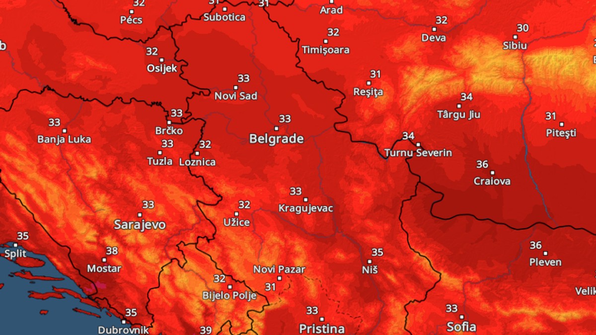 Temperature u Srbiji 12. avgusta