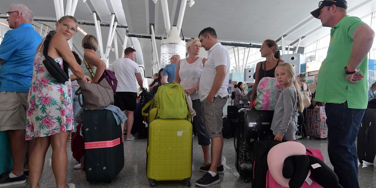 Passengers are seen at check-in points at Enfidha-Hammamet International Airport