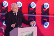 Prezes PiS Jarosław Kaczyński na konwencji w katowickim Spodku