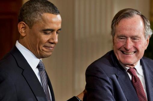 George Herbert Walker Bush z Obamą 