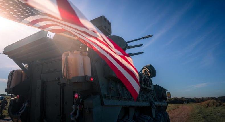 Crews from Alpha Battery, 5-4 ADAR perform digital rehearsals with the new Maneuver Short Range Air Defense system in preparation for the first live-fire of M-SHORAD at the tactical unit level and the first-ever live-fire of the system in Europe on Oct. 7, 2021.
