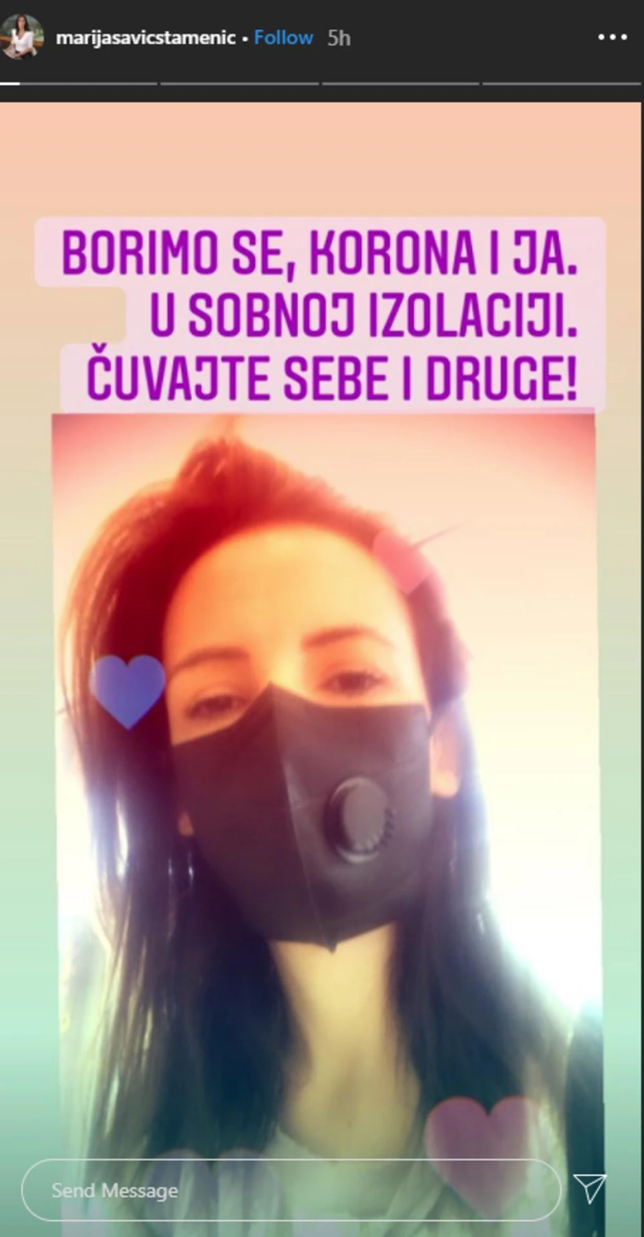 Marija Savić Stamenić, objava na Instagramu
