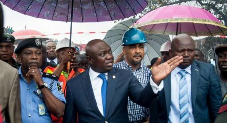 Lagos State Governor, Akinwunmi Ambode visits scene of Iyana Ipaja fire incident on June 2, 2015.