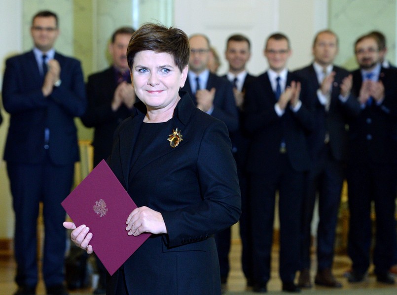 Premier Beata Szydło w Pałacu Prezydenckim 13 listopada 2015 r.