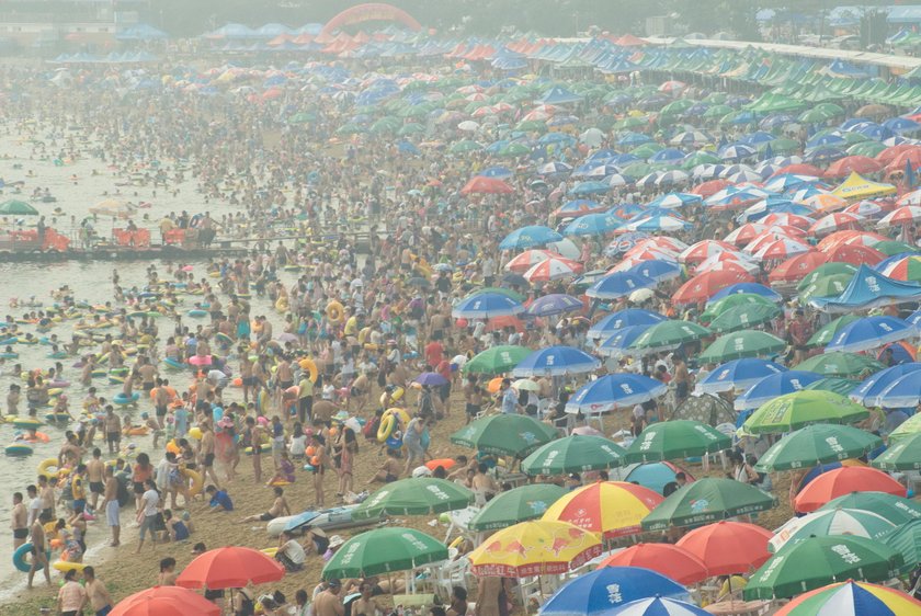 Przeludnione chińskie plaże