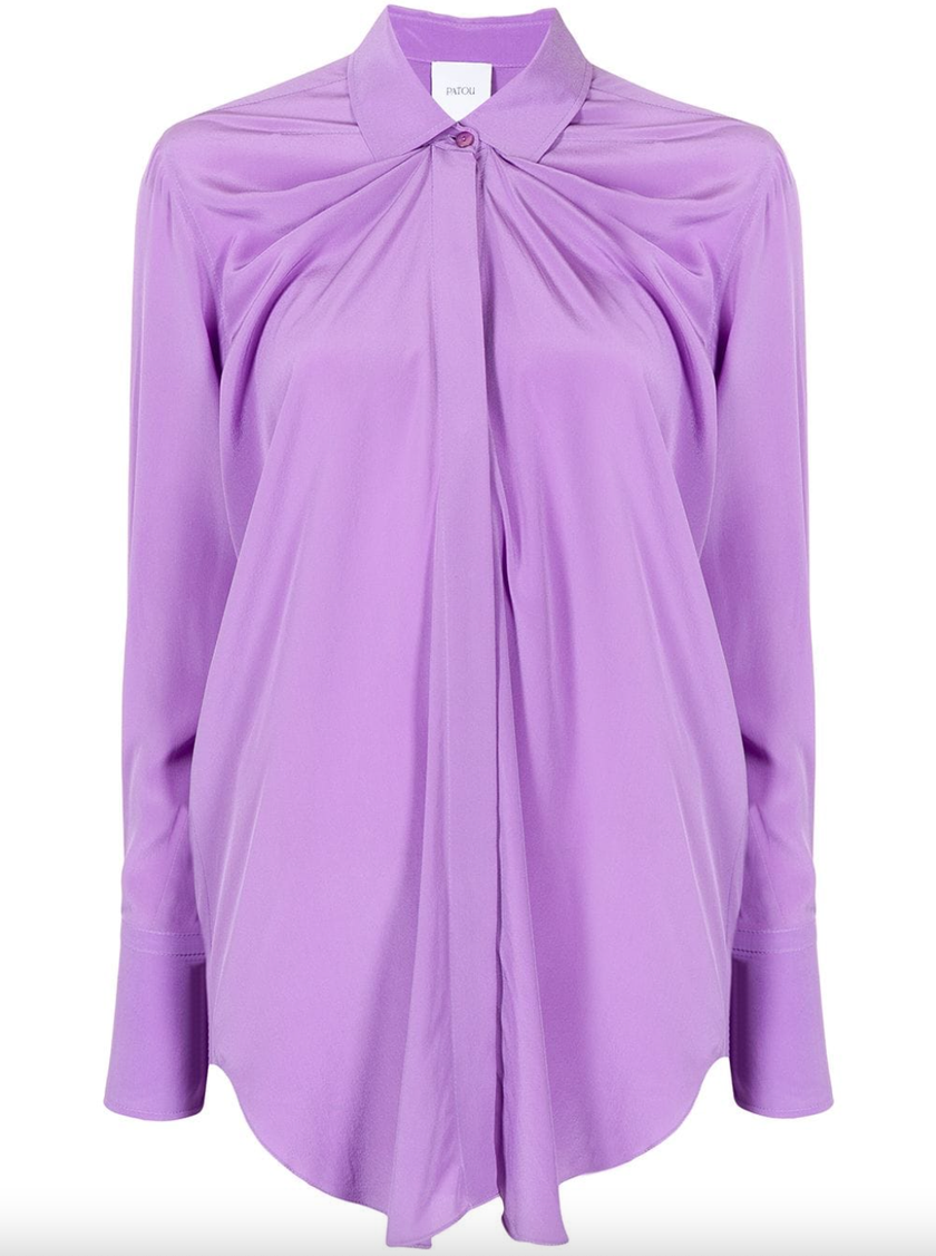 Chemiser 100% soie en violet de Patou pour 530 francs, via Farfetch.