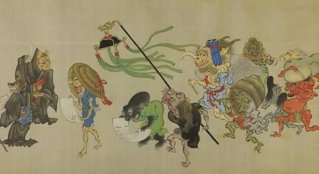 Hyakki-yagyō, autor Itaya Keii Hironaga. Przedstawia yōkai podczas parady demonów