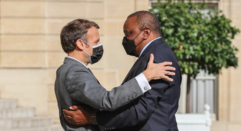 President Uhuru Kenyatta and French President Emmanuel Macron