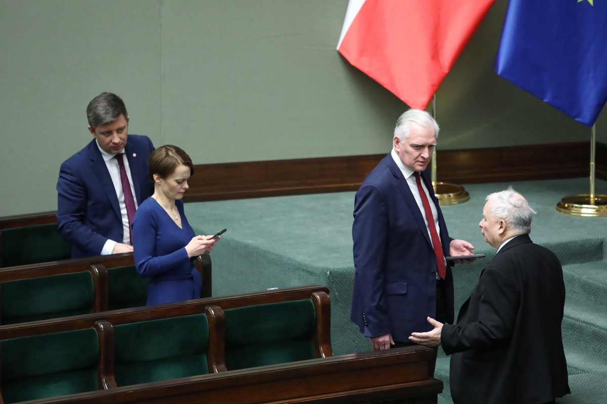 Jarosław Gowin, Jadwiga Emilewicz, Jarosław Kaczyński, Michał Dworczyk 