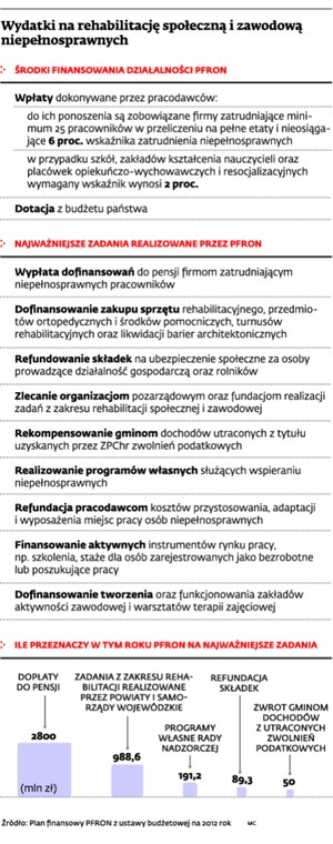 Wydatki na rehabilitację społeczną i zawodową niepełnosprawnych