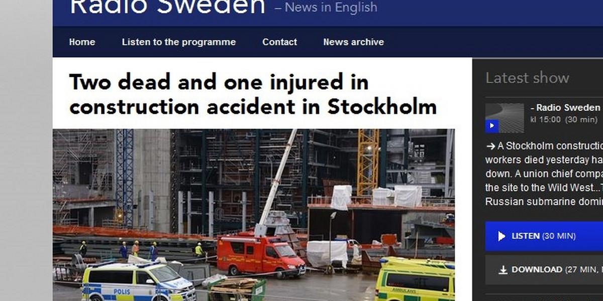Dwóch Polaków zginęło na budowie w Szwecji
