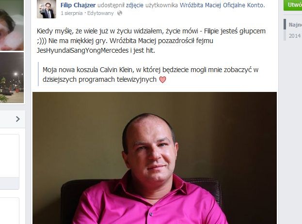 Filip Chajzer drwi z wróża Macieja