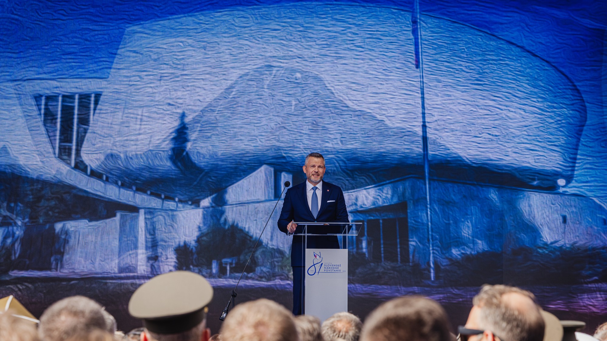 Prezident Peter Pellegrini pri príhovore k príležitosti osláv 81. výročia SNP v Banskej Bystrici, 29. augusta 2025.