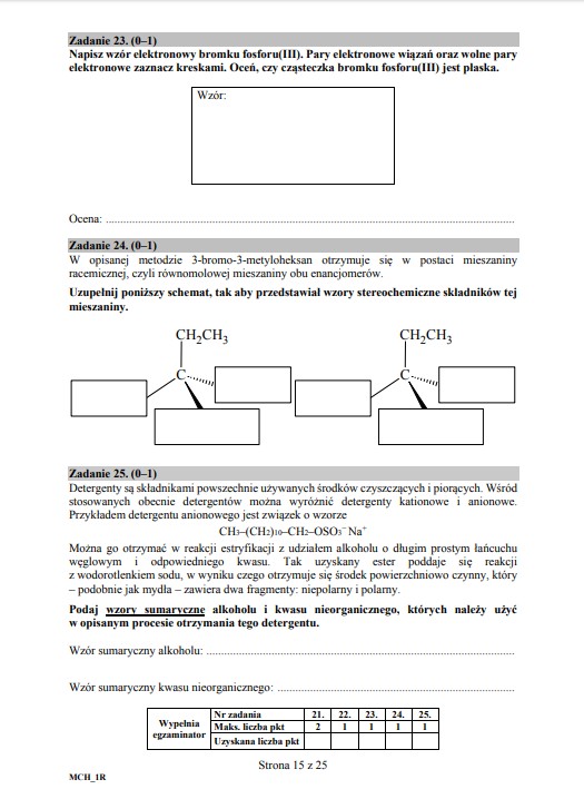 Matura z chemii - arkusz, poziom rozszerzony