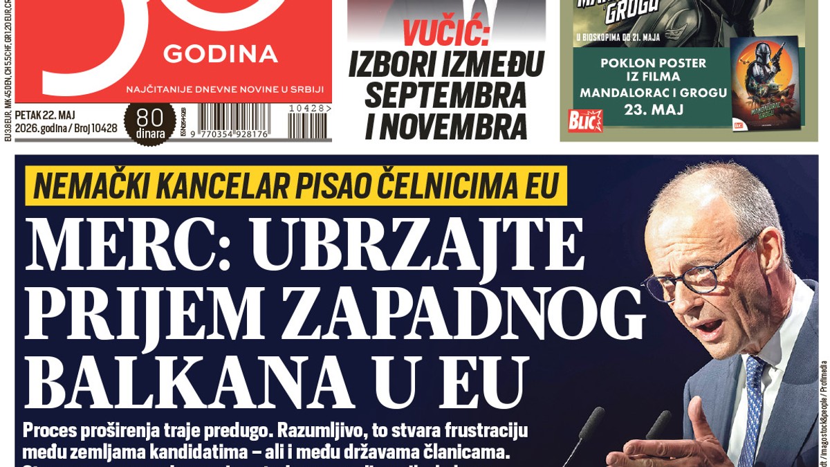 Blic naslovna strana za 22.5.