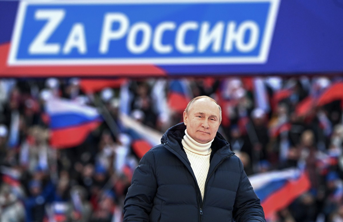 Władimir Putin podczas wiecu na stadionie Łużniki