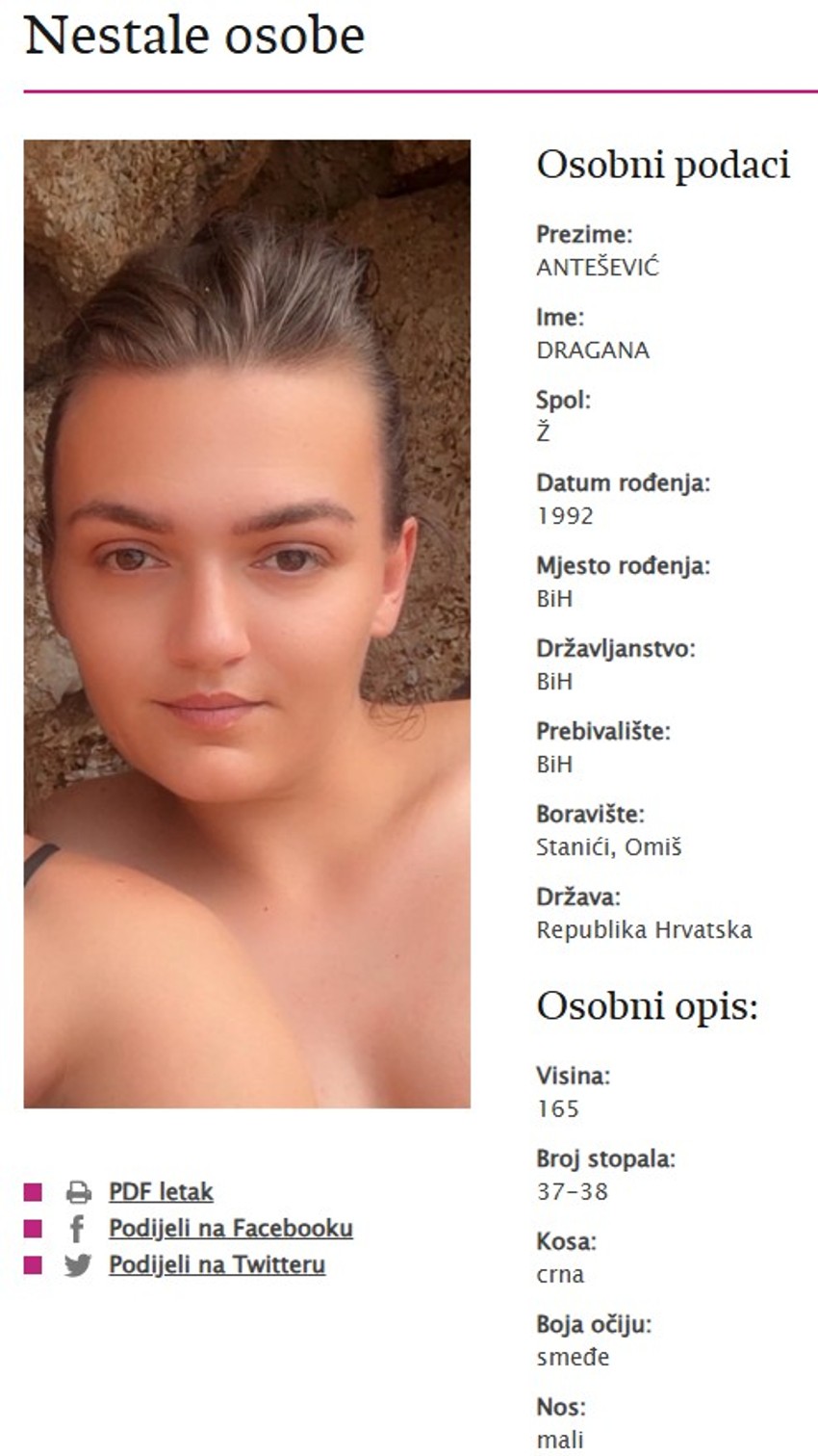 Nestala Dragana u Hrvatskoj