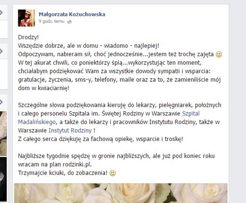 Małgorzata Kożuchowska - oświadczenie