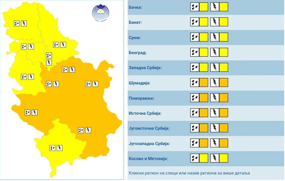 Meteo alarm za sredu 8. maj