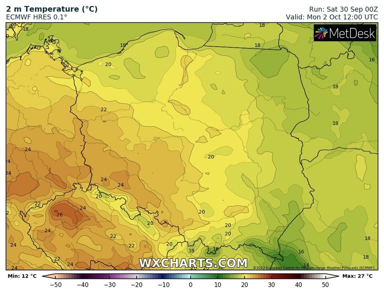 W poniedziałek temperatura może sięgnąć 26 st. C