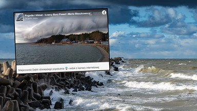 Apokaliptyczny krajobraz nad Bałtykiem. Złowroga chmura mknęła po niebie