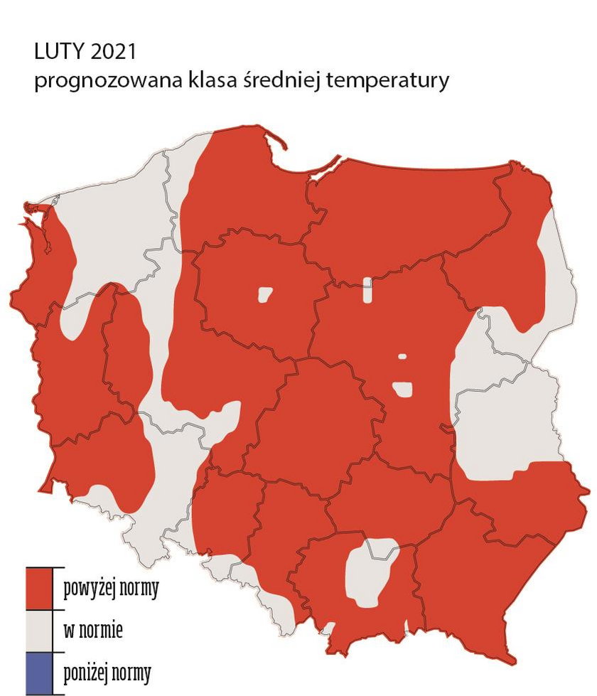 Temperatura w lutym