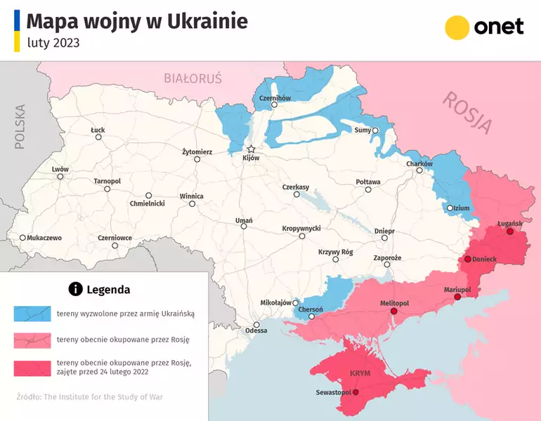Mapa wojny w Ukrainie.