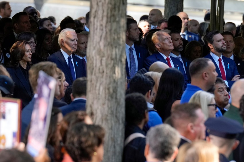 Kamala Haris, Džo Bajden i Donald Tramp na ceremoniji povodom 23. godišnjice terorističkog napada na SAD 2001. u Njujorku 11. septembra