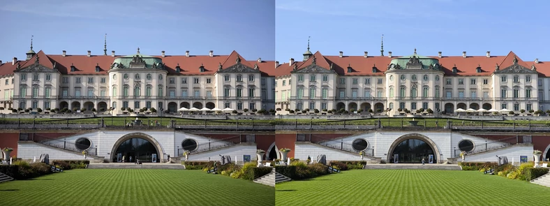 Ten sam kadr przechwycony modułem tele 2x w trybie Leica Authentic (po lewej) oraz Leica Vibrant (kliknij, aby powiększyć)