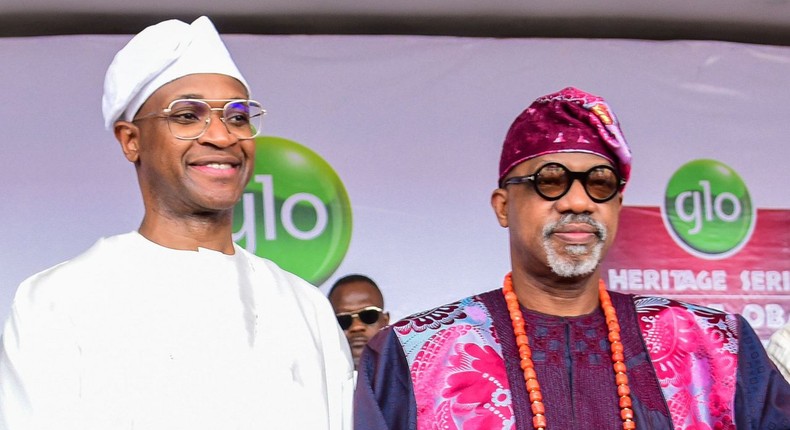 From left: Group Chief Executive, FCMB Group Plc, Mr. Ladi Balogun and Governor of Ogun State, Prince Dapo Abiodun, during the Ojude-Oba festival held in Ijebu-Ode, Ogun State on June 18, 2024. FCMB has been a major sponsor of the festival for over 20 years