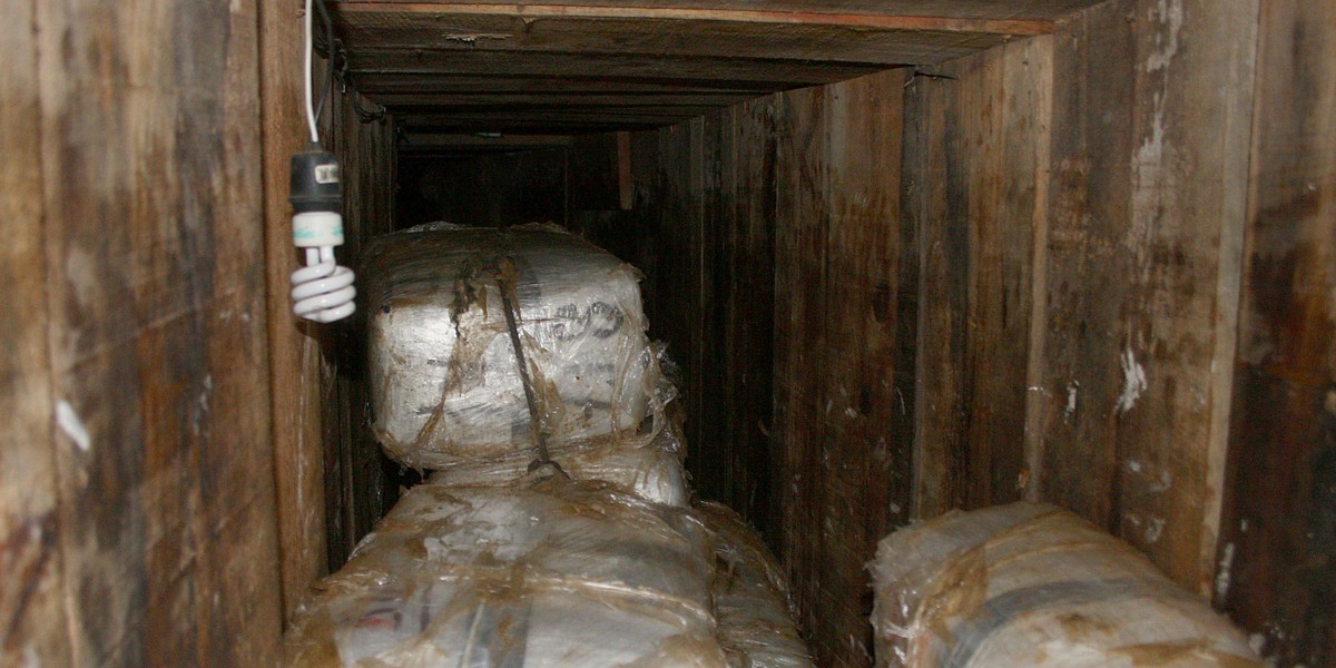 Packs of marijuana are stored in a tunnel in Tijuana, November 3, 2010.