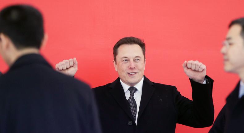 Tesla CEO Elon Musk attends the groundbreaking ceremony of Tesla Shanghai gigafactory in Shanghai, East China.
