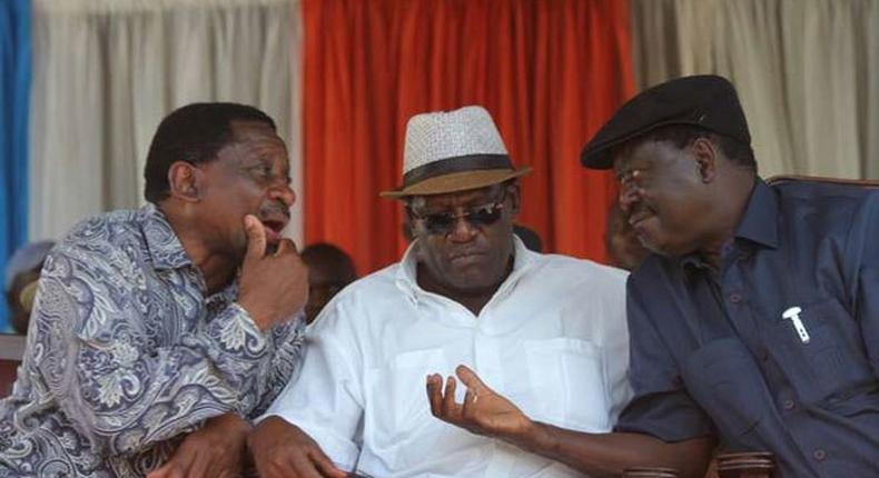 File Image of ODM leader Raila Odinga (right), Johnson Muthama and James Orengo