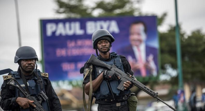 Heavily armed gendarmes in Buea, capital of Cameroon's South-West region, one of the two territories where separatists took up arms in 2017